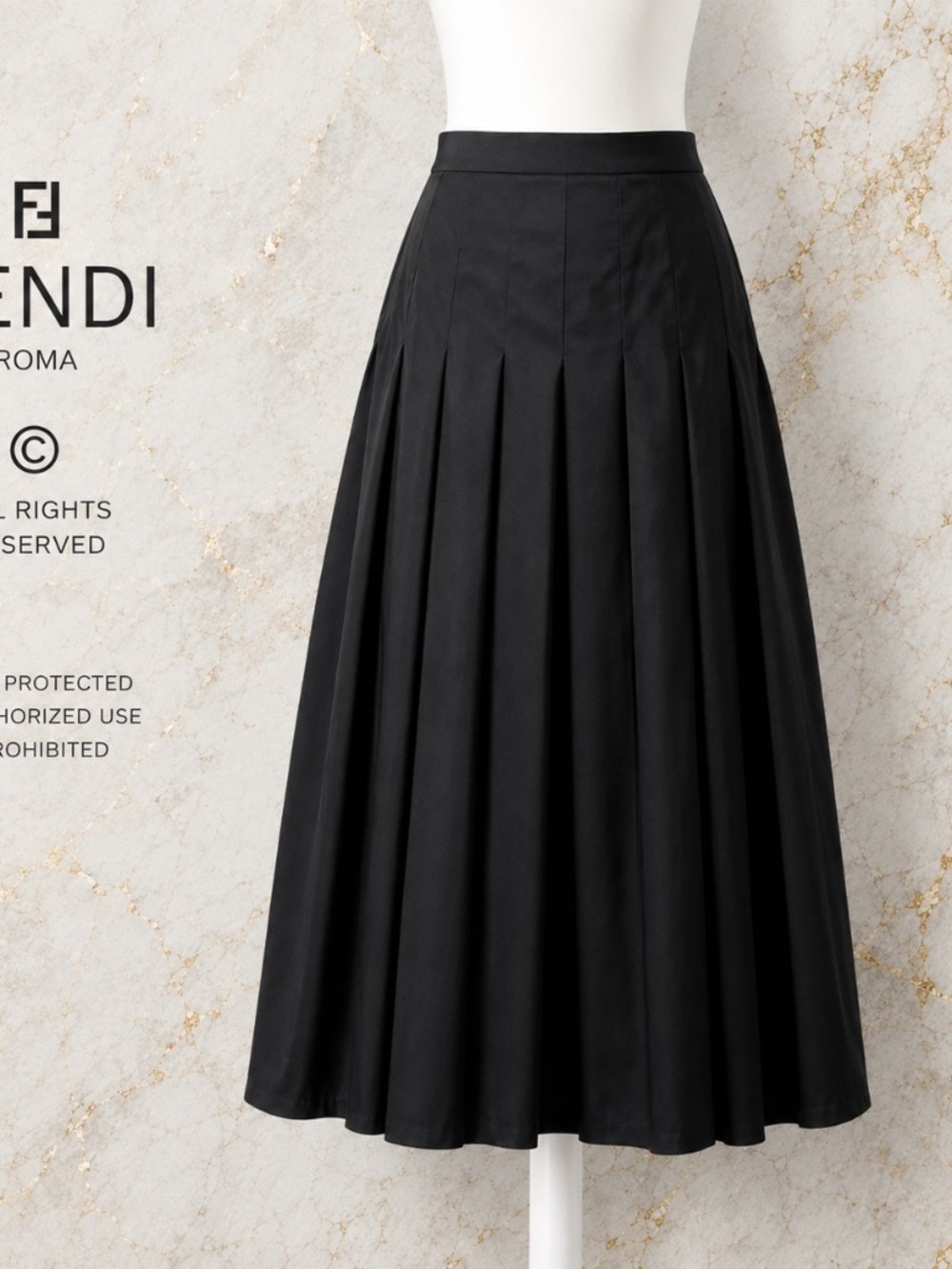 Fendi Black Madi  Pleated A line  skirt. Size 6 Made in Italy US 6